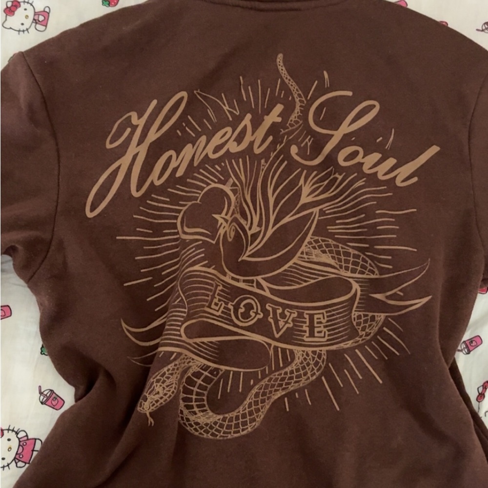 Brown Graphic Tee with Snake Design